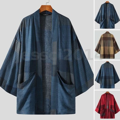 US STOCK Men's Japanese Retro Plaid 